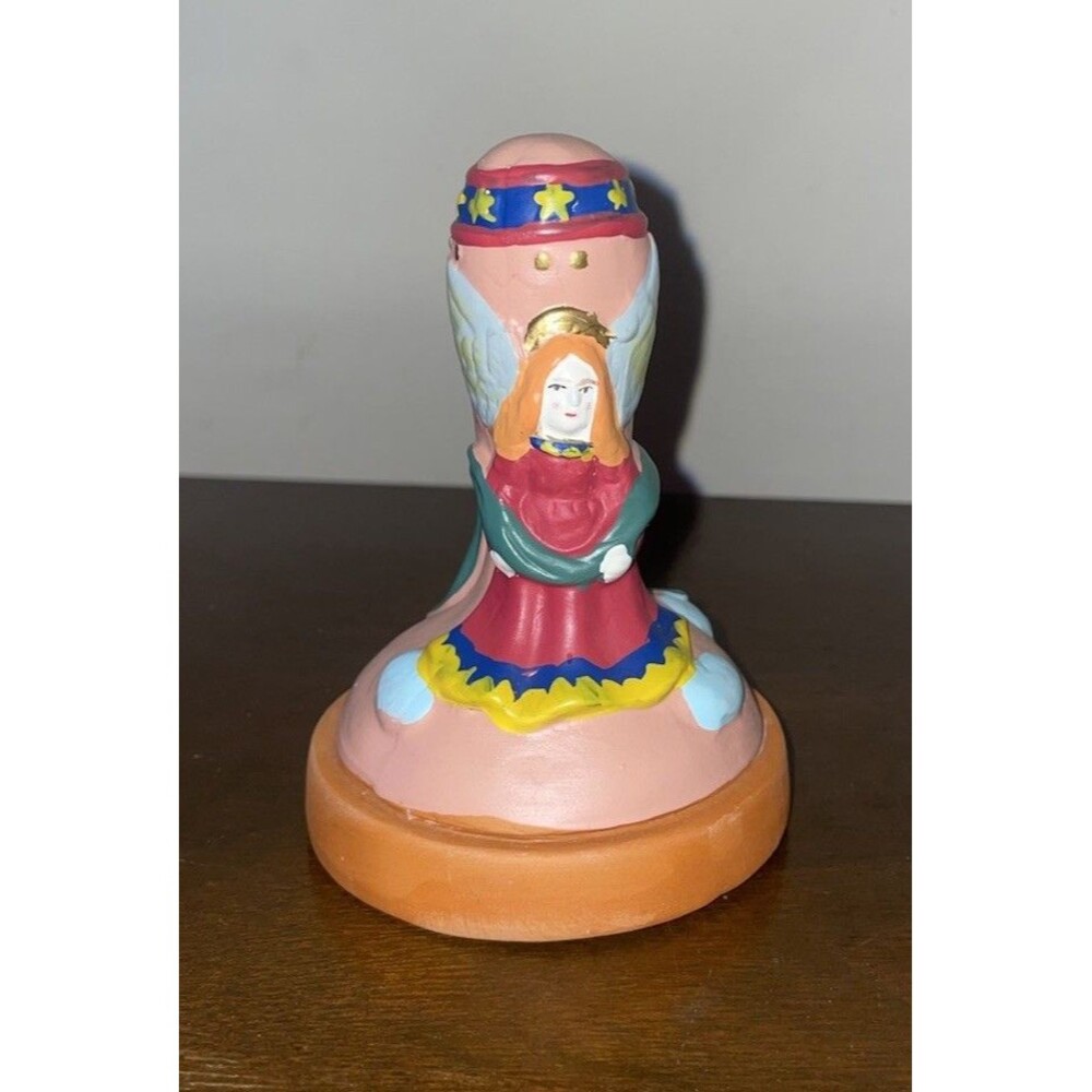 Handpainted Terra Cotta Angel Ceramic Cookie Stamp Cake Craft Wax Seal HomeDecor